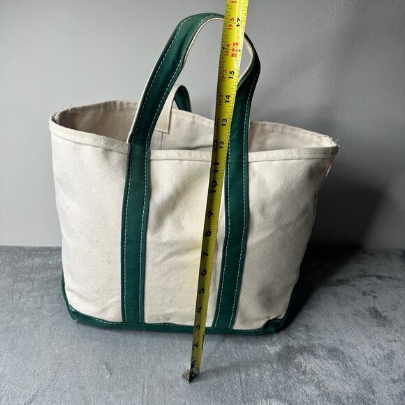 Vintage LL BEAN Boat and Tote Medium Green Straps and Canvas - Picture 3 of 11